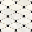 Black and white mosaic tile pattern from Oriental White Aurora Asian Statuary Octave marble