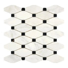 White and black mosaic tile sheet from Oriental White Aurora Asian Statuary Octave Marble