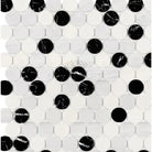 Black and white circular mosaic tiles for Oriental White Aurora marble mosaic pizzara