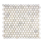 White marble penny tile sheet from Oriental White Aurora Asian Statuary Marble Mosaic