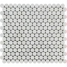 White penny tile mosaic for Oriental White Aurora or Asian Statuary marble flooring