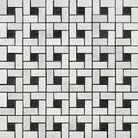 Black and white mosaic tile pattern for Oriental Aurora Asian Statuary Pinwheel Marble Mosaic
