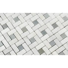 Herringbone tile pattern in Oriental White Aurora Asian Statuary Marble Mosaic