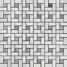 Oriental White Aurora White Aurora Asian Statuary Pinwheel Mosaic with Blue Gray Marble pattern