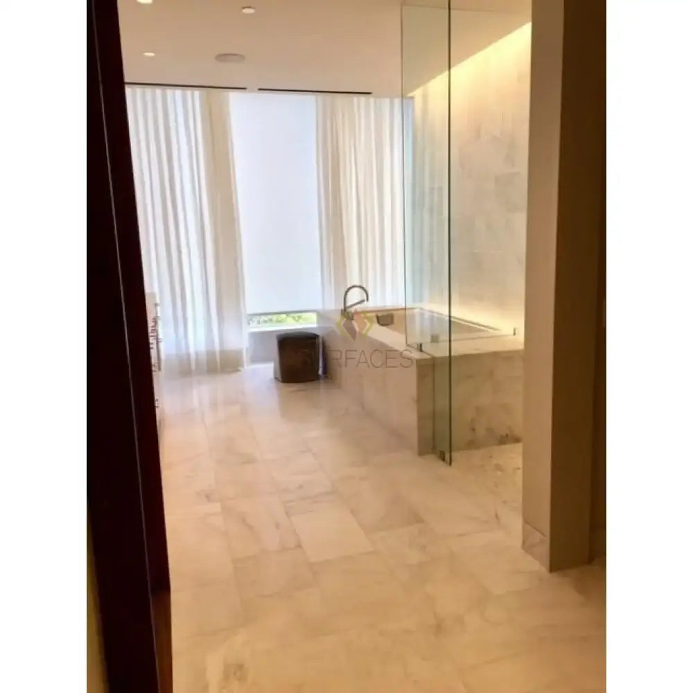 Oriental White Aurora / Asian Statuary Pinwheel Mosaic (w/Blue-Gray) Marble Mosaic-American Stone