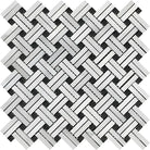 Herringbone mosaic tile pattern in Oriental White and Aurora White Asian Statuary Marble