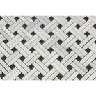 Herringbone tile pattern in Oriental White Aurora White Aurora Asian Statuary Stanza Marble Mosaic