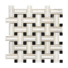 Woven pattern of White, Black, and Gold Tiles in Oriental Aurora Marble Mosaic
