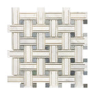 Woven marble and metal mosaic tile from Oriental White Aurora Asian Statuary Triple-Weave product