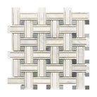 Woven marble and metal mosaic tile from Oriental White Aurora Asian Statuary collection