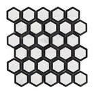 Hexagonal Black and White Mosaic Tile Sheet for Oriental White Aurora Vortex design