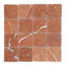 Red marble tile mosaic from Rojo Alicante Select 3X3 Tumbled product line