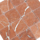 Red marble tile mosaic from Rojo Alicante Select 3x3 Tumbled collection