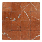 Red marble tile mosaic from Rojo Alicante Select 3X3 Tumbled collection