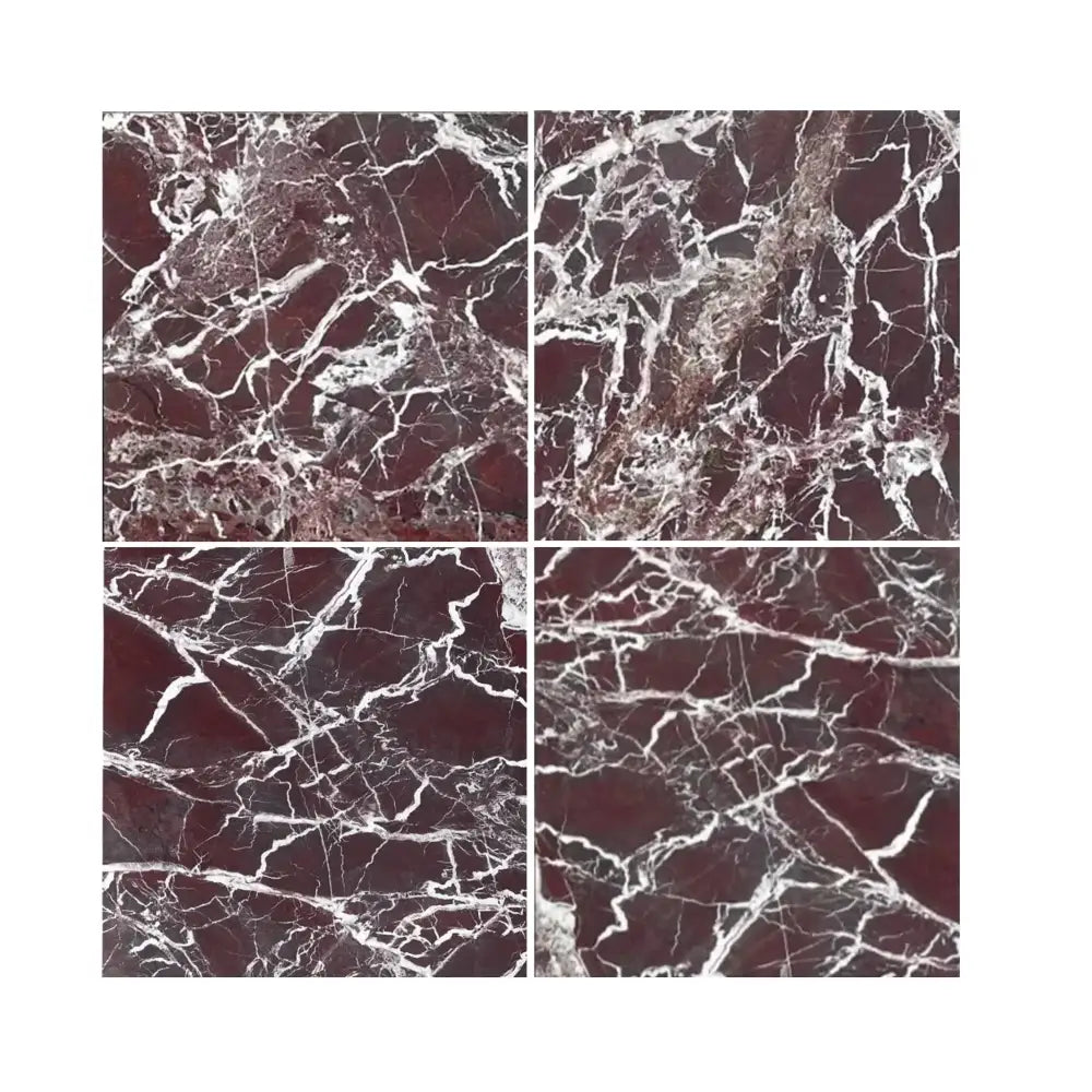 Four red marble tiles from Rosso Levanto Marble 12X12 Polished product display