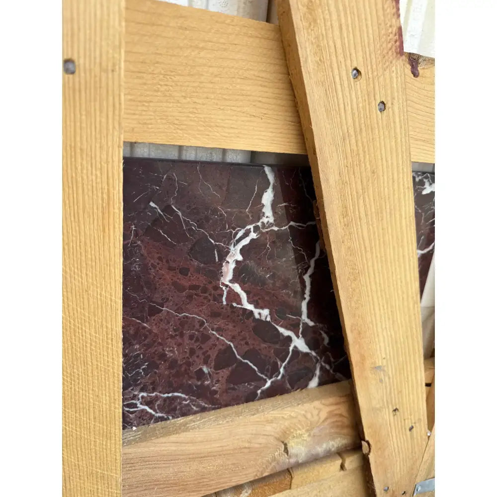 Rosso Levanto Marble 12X12 polished tile with maroon color and white veining