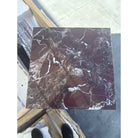 Square Rosso Levanto Marble tile with white veining and polished finish