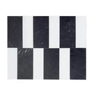 Black and white striped tile pattern from Siena in Bianco Dolomite and Nero Marquina set