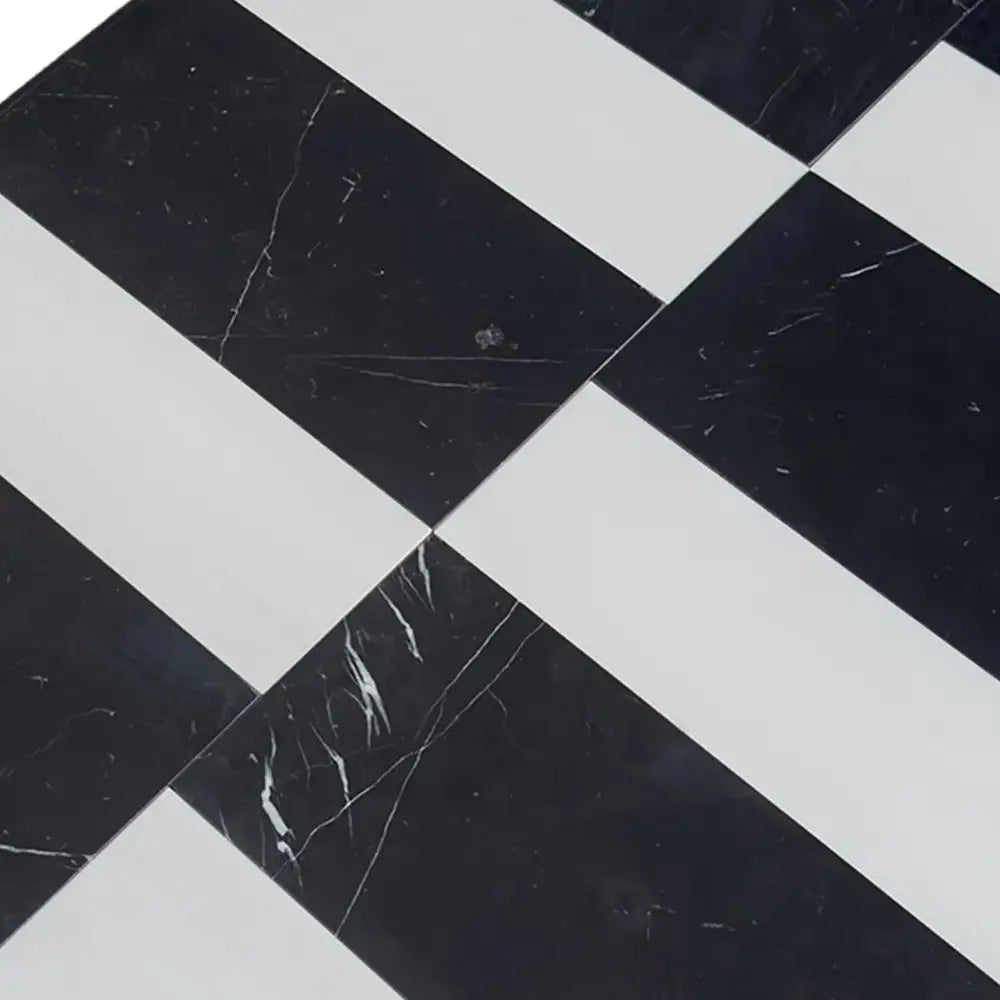 Black and white marble floor tiles from Siena in Bianco Dolomite and Nero Marquina set