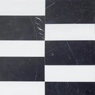 Black and white striped marble tiles in Siena in Dolomite Prestige and Nero Marquina set