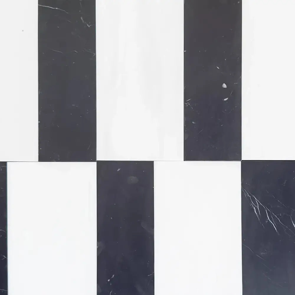 Black and white striped pattern from Siena in Bianco Dolomite and Nero Marquina set
