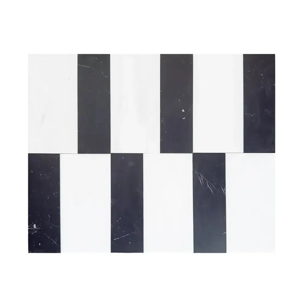 Black and white checkered tiles from Siena in Bianco Dolomite and Nero Marquina set