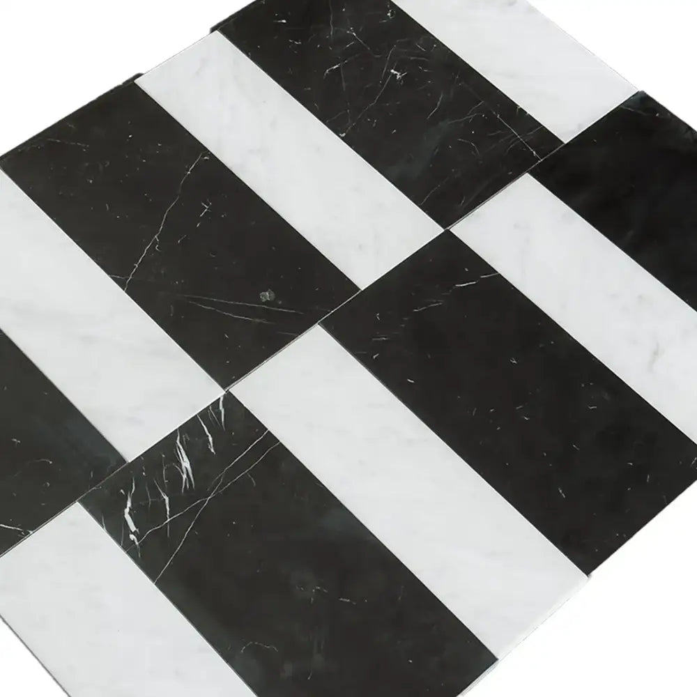 Siena in Carrara White Royale 4X12 and Nero Marquina Prestige 6X12 Set-American Stone