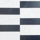 Black and white striped marble tiles from Siena Carrara White Royale and Nero Marquina Prestige set