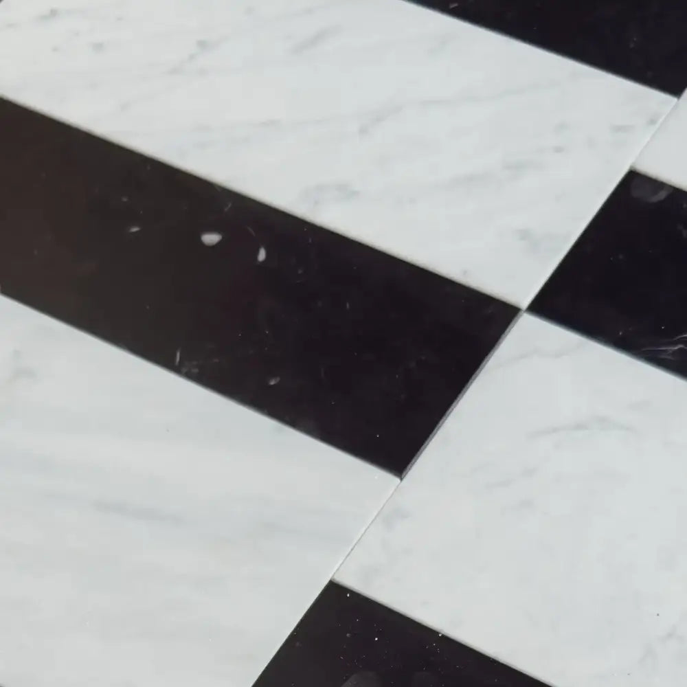 Siena in Carrara White Royale 6X12 and Nero Marquina Prestige 4X12 Set-American Stone