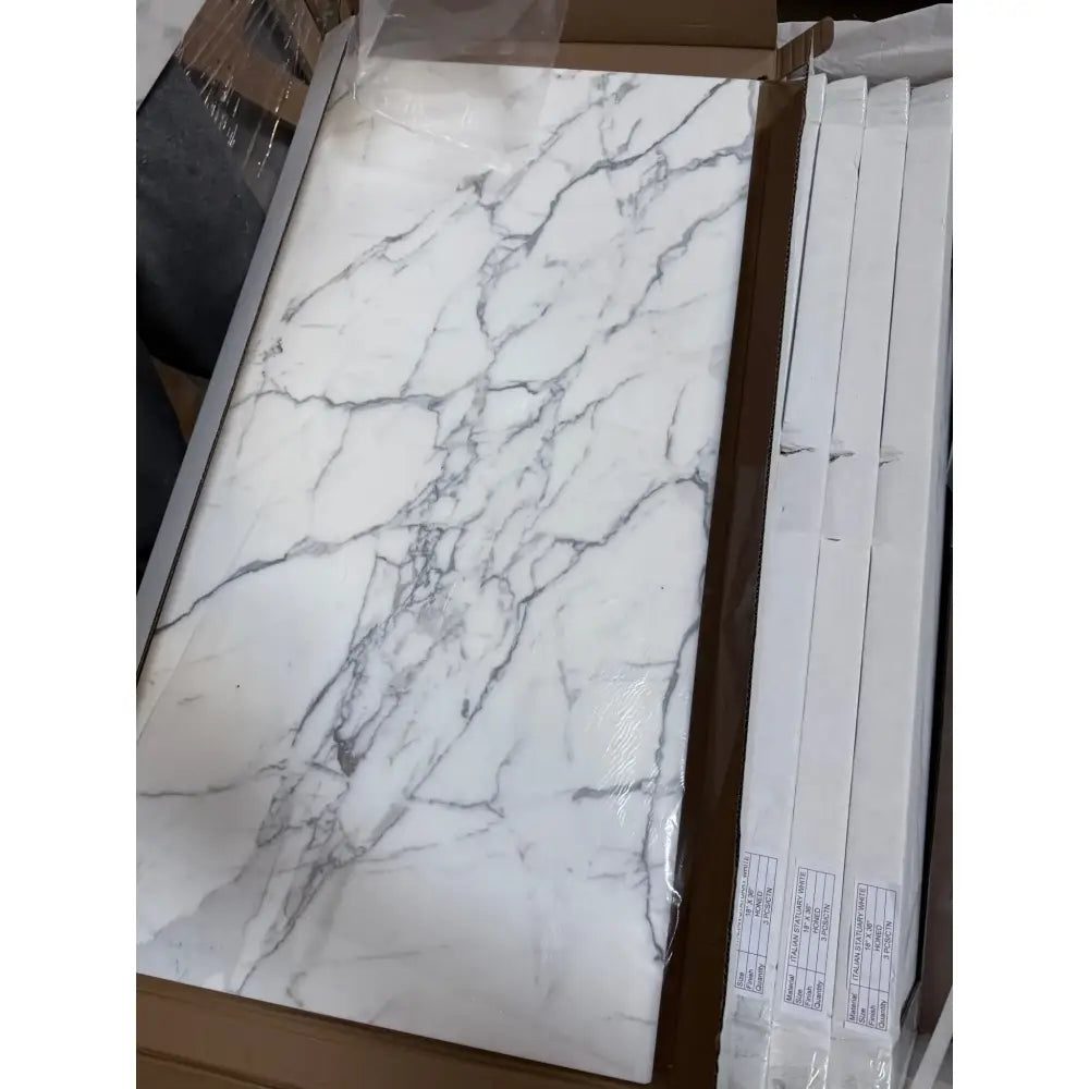 Marble-patterned tile from Statuary Statuario White 12X12 Italian Marble collection