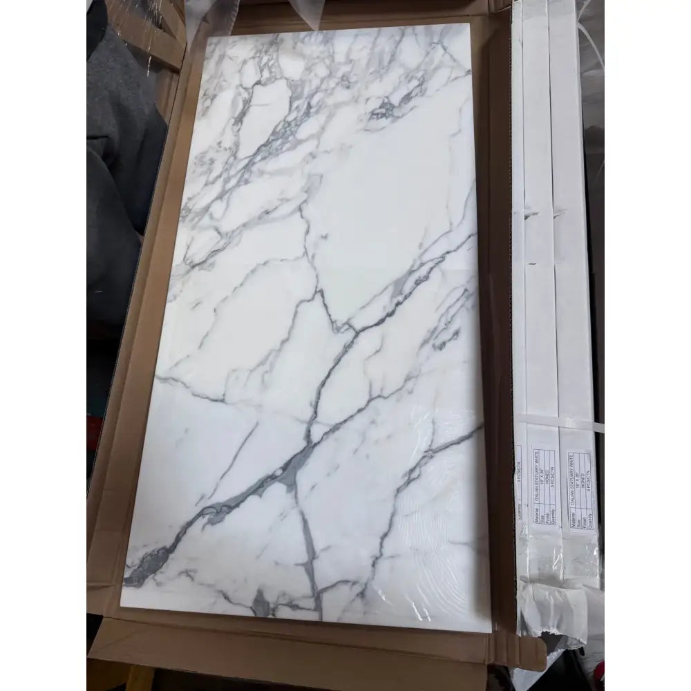 Marble-patterned tile from Statuario White 12x12 Italian Marble Polished or Honed collection
