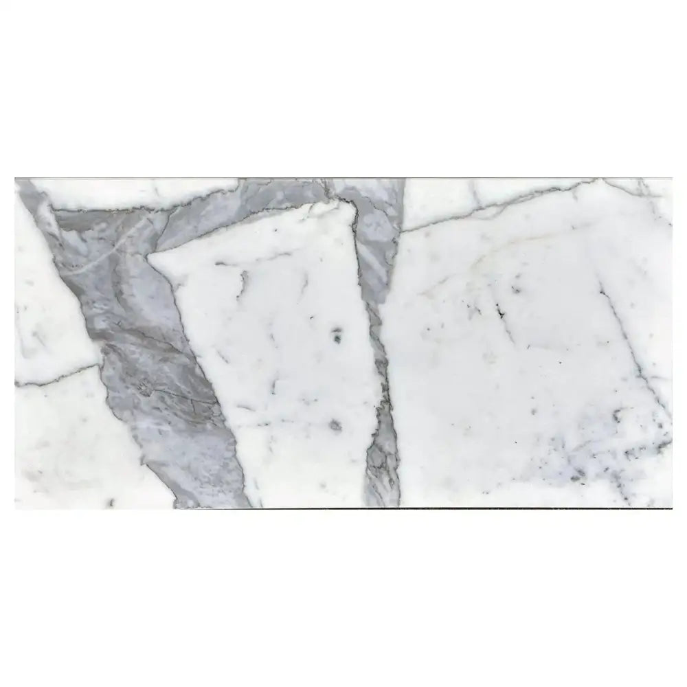 White marble slab with gray veining from Statuary Statuario White 12X24 Italian Marble