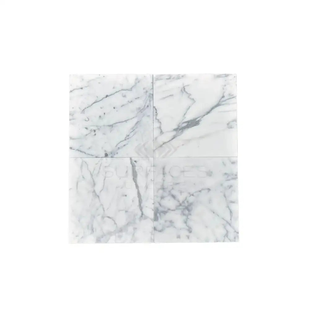Square marble tile pattern in Statuary Statuario White 18X18 Italian Marble