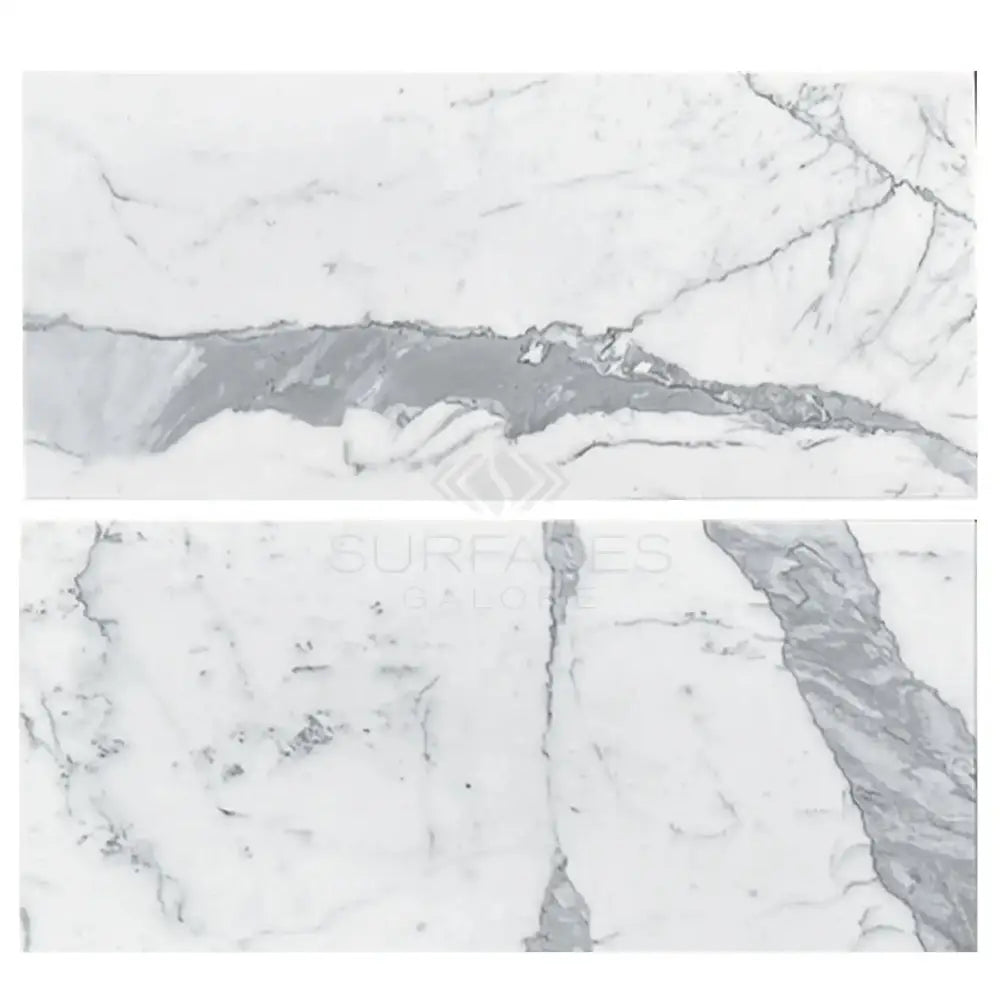 White marble slabs with gray veining from Statuary Statuario White 18x36 Italian Marble