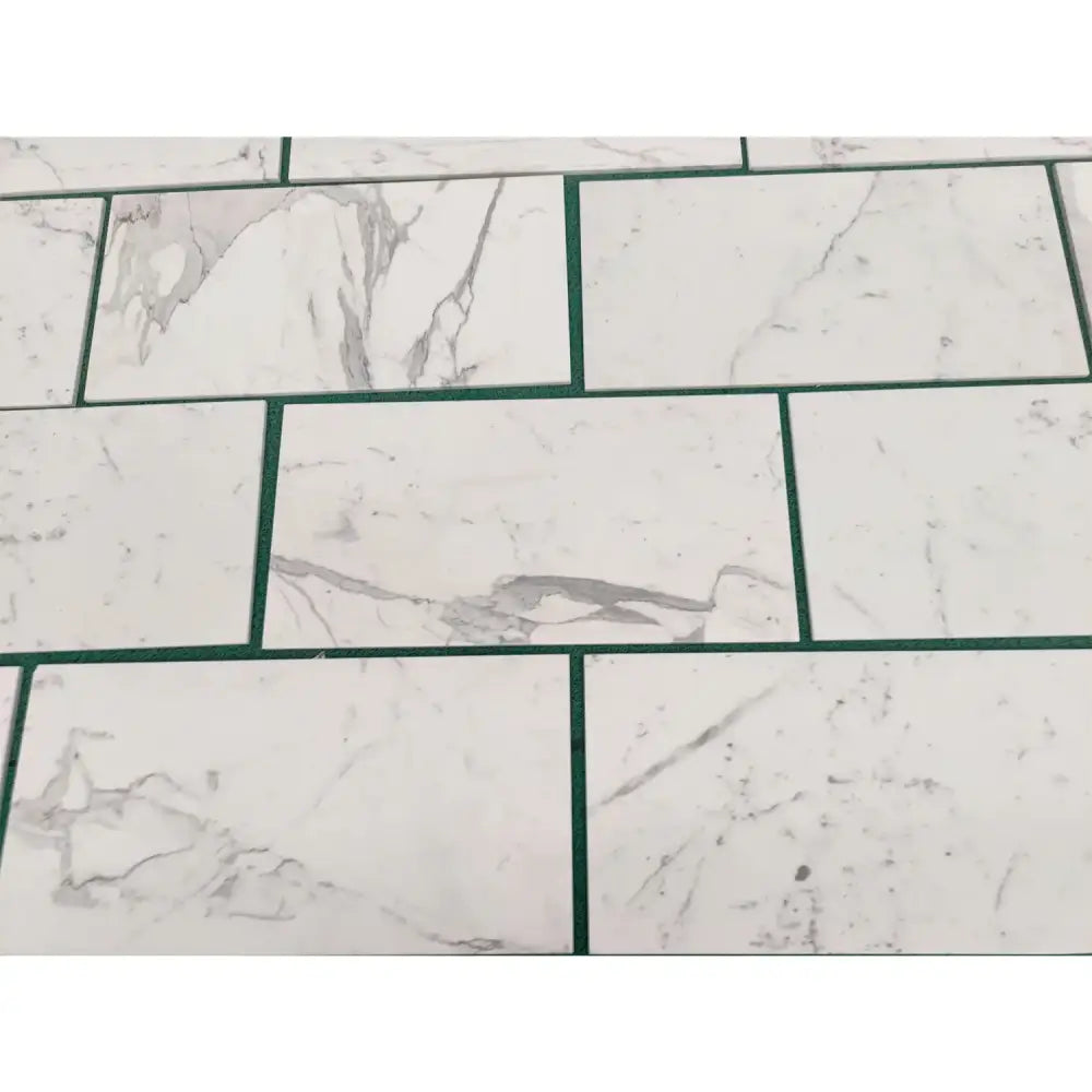 Rectangular marble-patterned tiles from Statuary Statuario White 4X12 Italian Marble collection