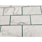 Rectangular marble-patterned tiles from Statuary Statuario White 4X12 Italian Marble collection