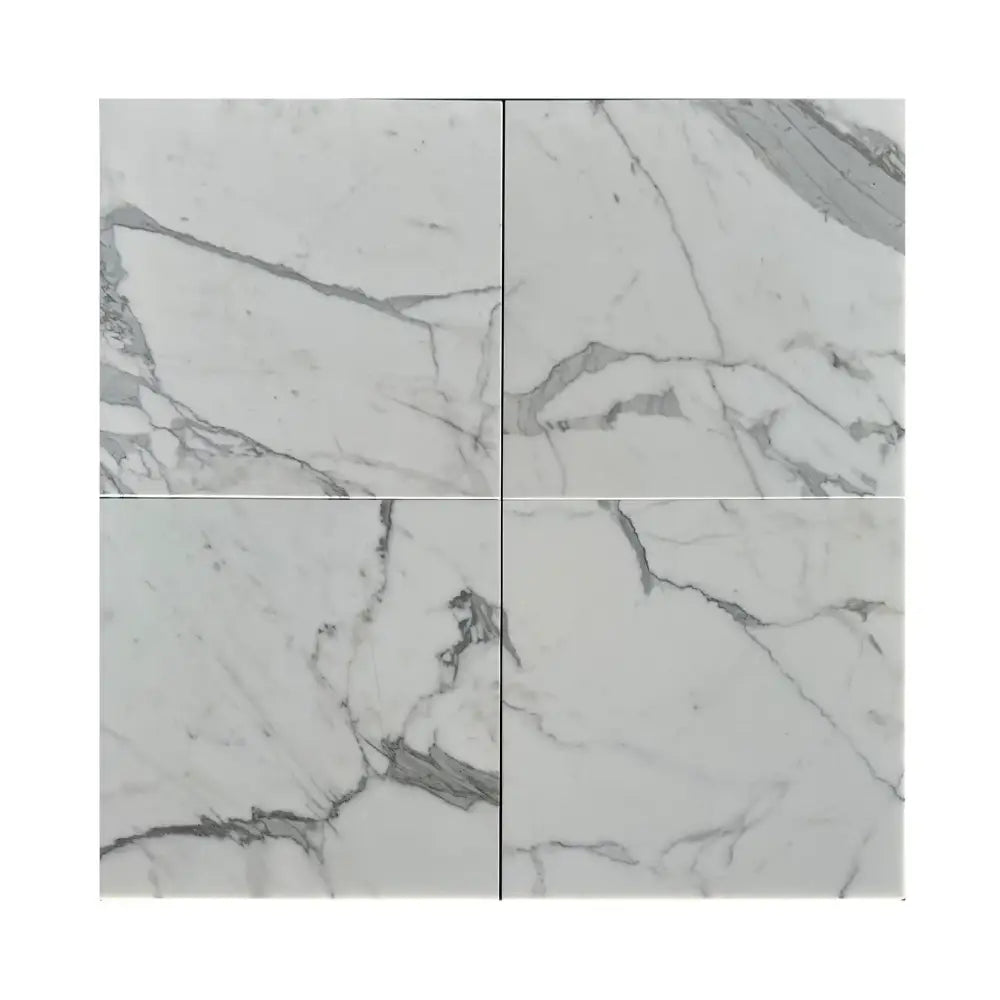 Four Statuario White Italian Marble tiles with polished or honed finish
