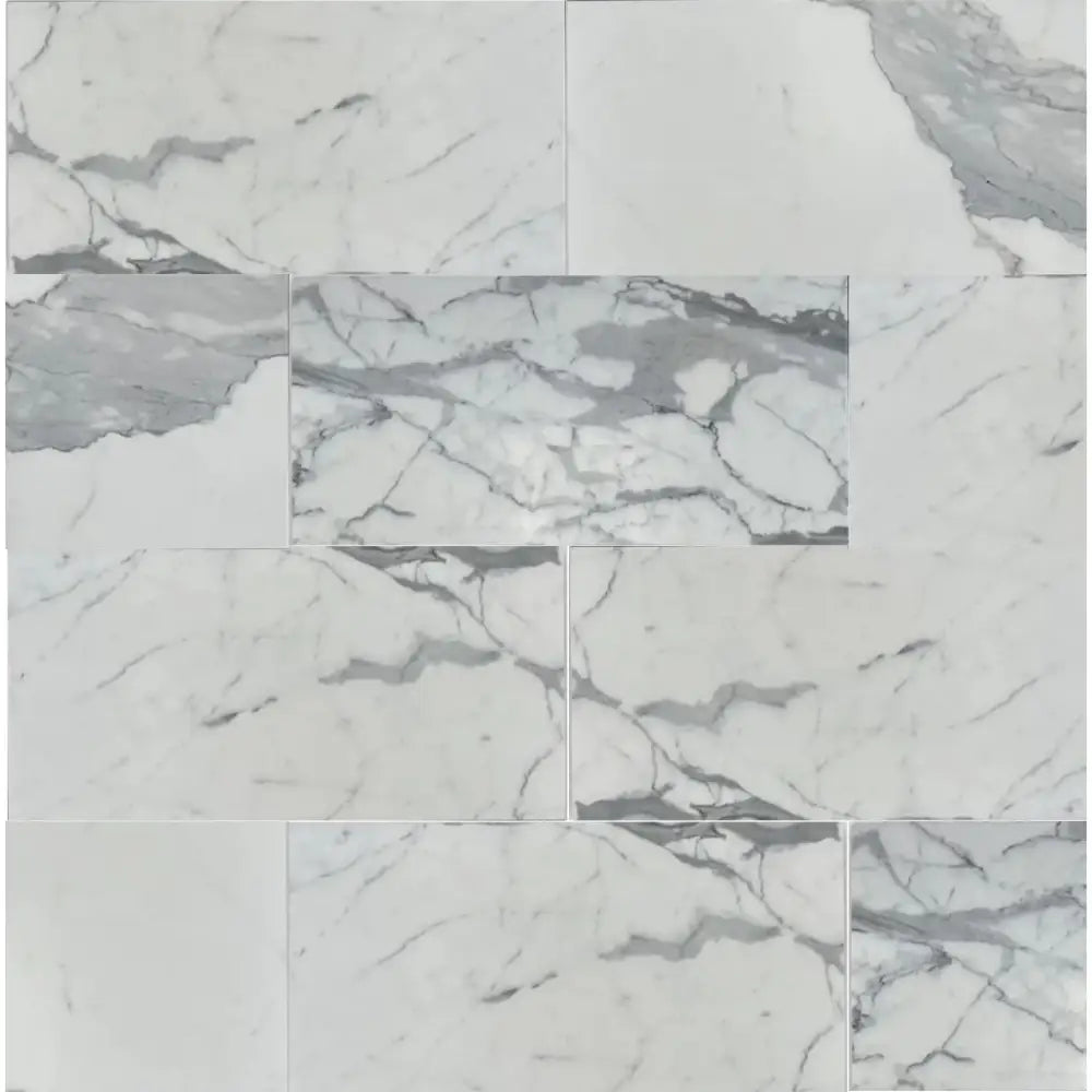White marble tile pattern from Statuary Statuario White 4X12 Italian Marble