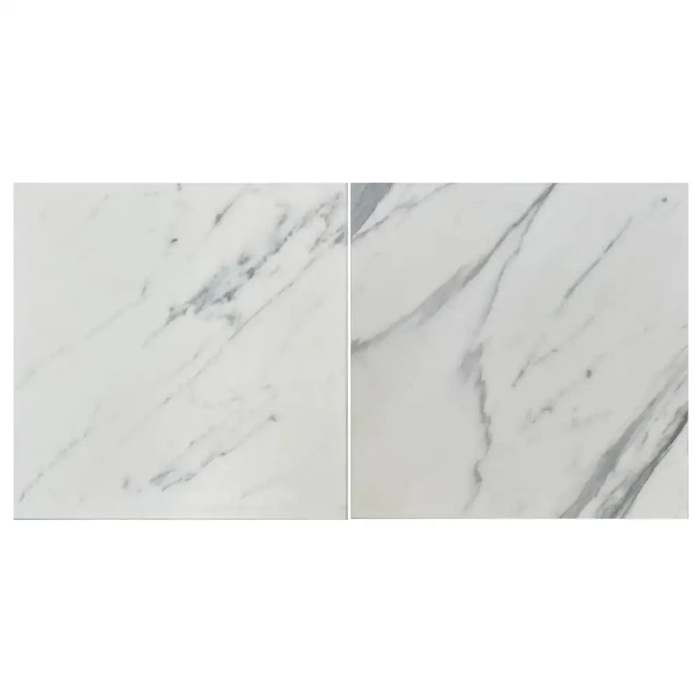 Two white marble tiles from Statuary Statuario White 4X12 Italian marble collection