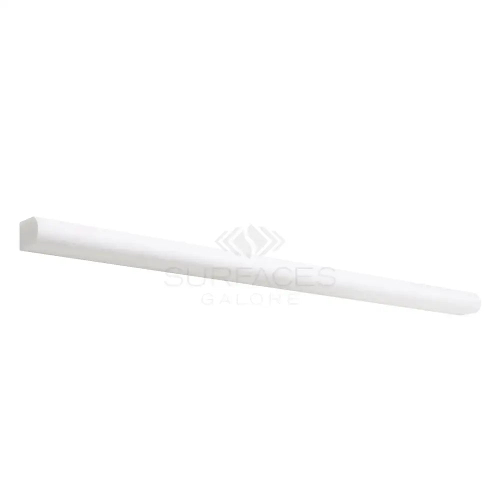 White quarter-round molding from Thassos Supreme 1/2X12 Pencil Liner Marble Polished or Honed