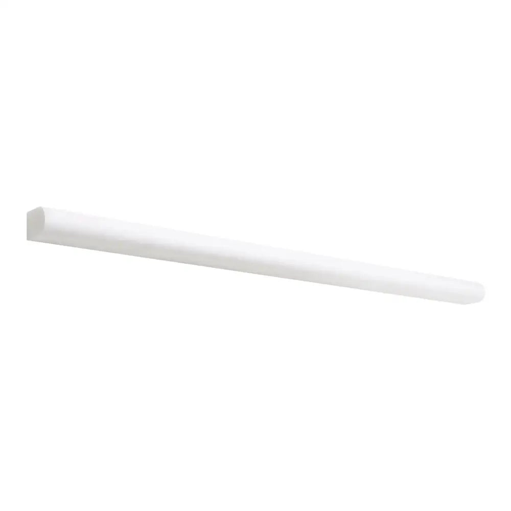 White linear light fixture displayed on Thassos Supreme 1/2X12 Pencil Liner Marble