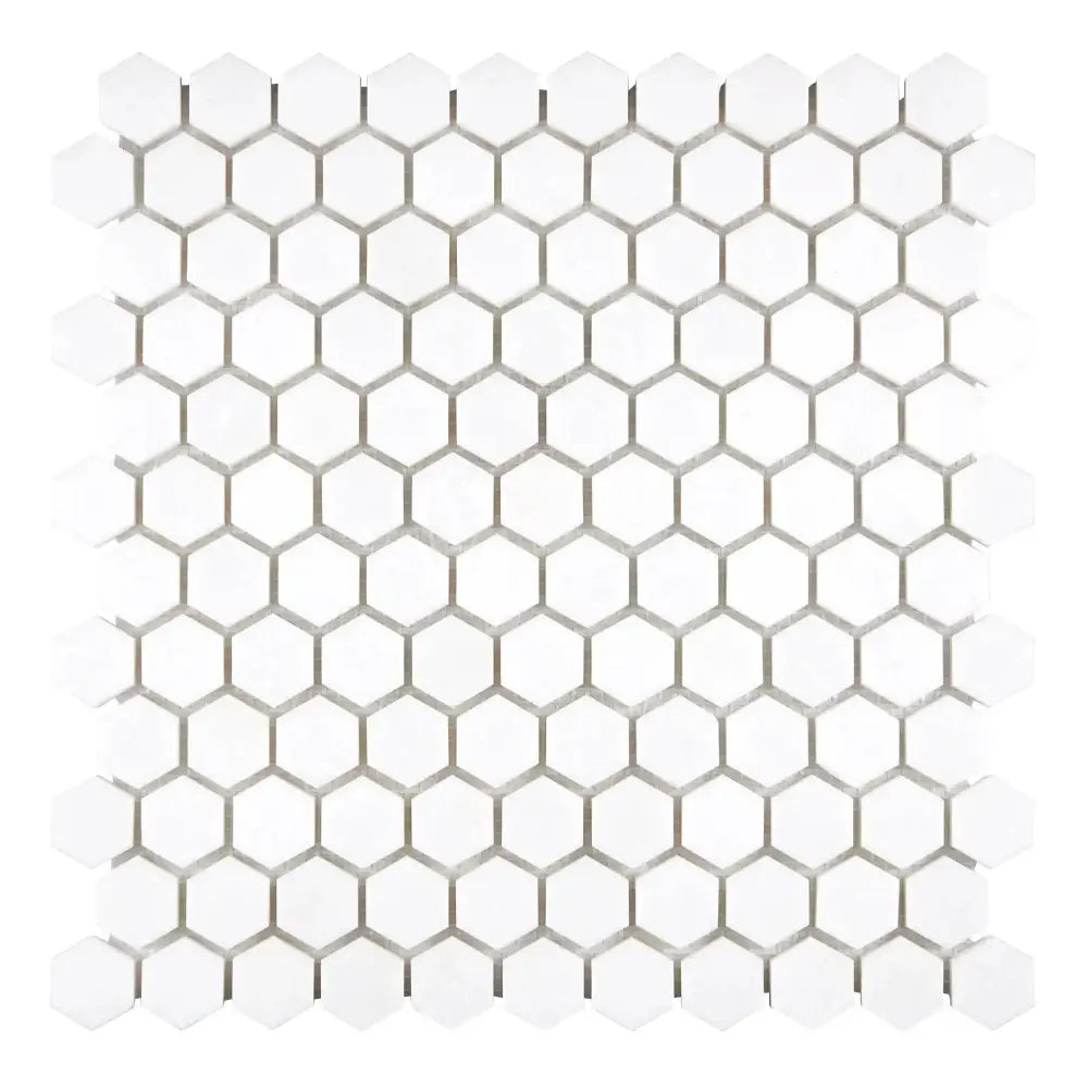Thassos Supreme white hexagonal mosaic marble tile sheet polished or honed