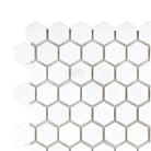 White hexagonal tile mosaic from Thassos Supreme 1 Inch Hexagon Marble collection