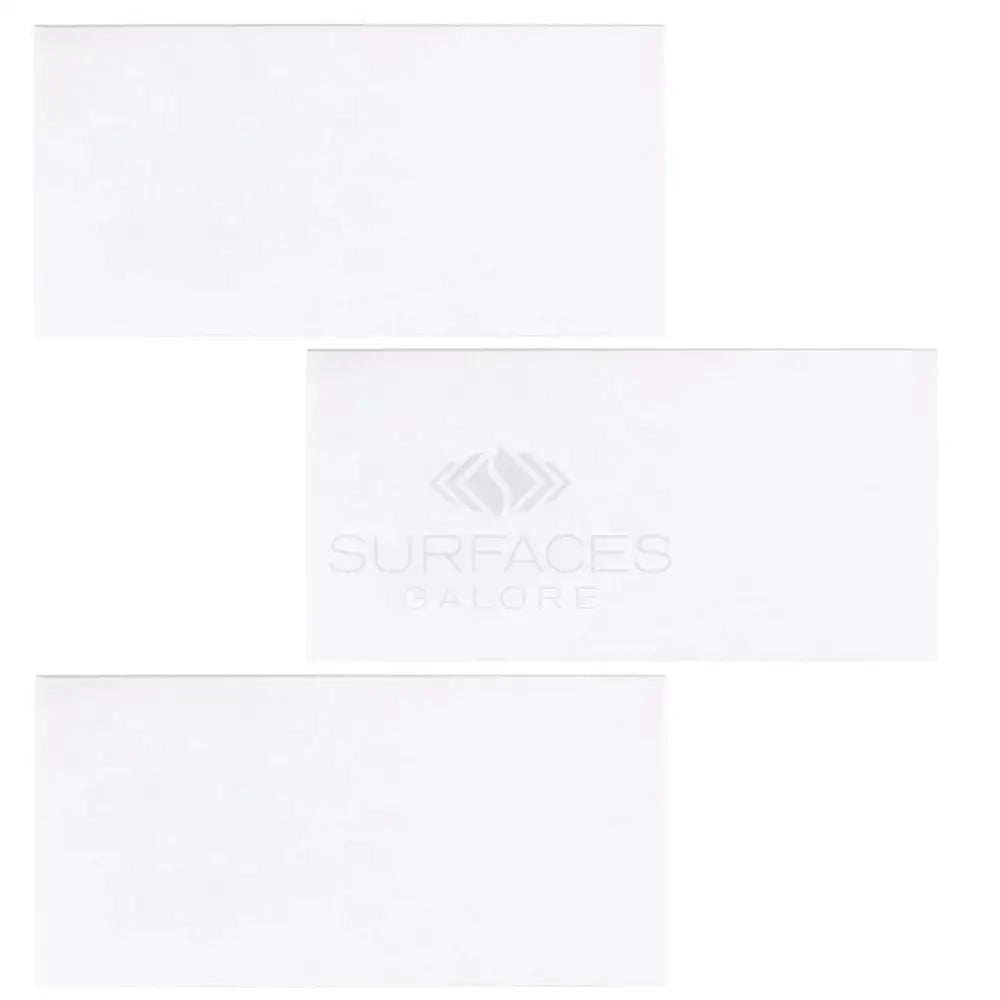 Three white Thassos Supreme 12X24 marble tiles for polished or honed flooring