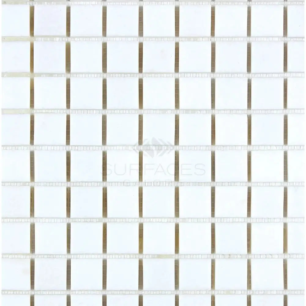 White square mosaic tiles from Thassos Supreme 1X1 Marble in polished or honed finish