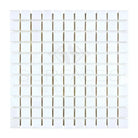 White square mosaic tile sheet from Thassos Supreme 1x1 Marble polished or honed