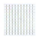 White square mosaic tile sheet from Thassos Supreme 1X1 Marble in polished or honed finish