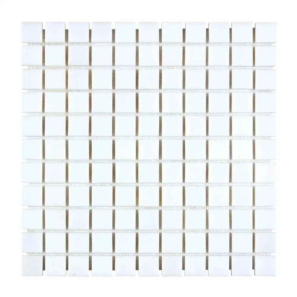 White square mosaic tile sheet from Thassos Supreme 1X1 Marble for polished or honed finishes