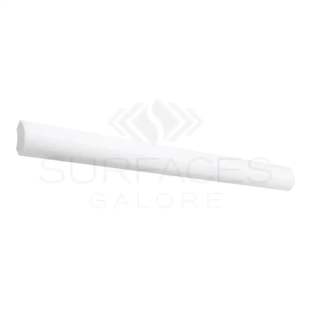 White Cylindrical Chalk Stick from Thassos Supreme Quarter-Round Marble Trim