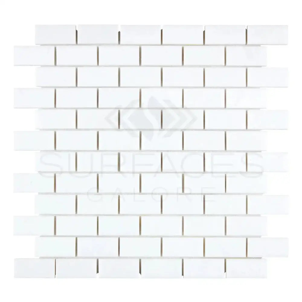 White brick mosaic tile from Thassos Supreme 1X2 Marble for polished or honed surfaces
